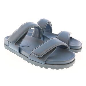 Gia Borghini Lead Blue Gia x Pernille Double Strap Leather Slides